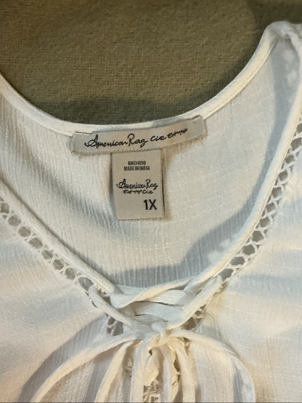 American Rag Cream Ruffle Tie-Front Blouse - Picture 4 of 4